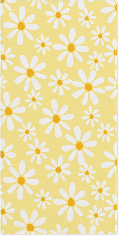 Light Yellow Daisy Floral Beach Towel 60x30 Inches, Daisy Flower Swim Pool Bath Towels for Women Girls Bathroom Swimming Pool Travel Camping, Flower Oversized Beach Towels