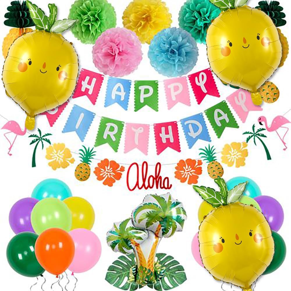 Lemon Balloons Summer Balloon Fruit Foil Balloons for Fruit Lemon Themed Birthday Party Balloons Arch Decor Summer Vacation Beach Pool Party Decorations Supplies Party Set-3 PCS