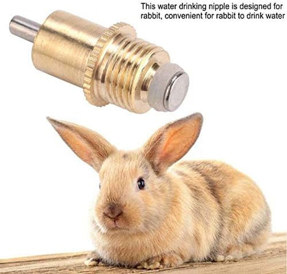 Rabbit Drinker Nipple Set, Pack of 20 Metal Long Type Waterer Drinking Tool for Small Animals, Yellow