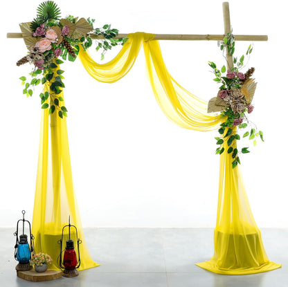 Pack of 1 Panel (30 Inch X 20 Feet) Wedding Arch Draping Fabric Sheer Chiffon Fabric Drapery for Wedding Ceremony Reception Swag Backdrop Canopy Chuppah ARBO Altars Decoration (Yellow)