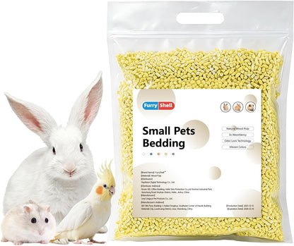 Natural Paper Pellet Bedding for Small Animals - Super Absorbent Odor Control Rabbit Litter, Hamster Bedding, Guinea Pig Cage Liners, Dust-Free(2.2lb) (Yellow)