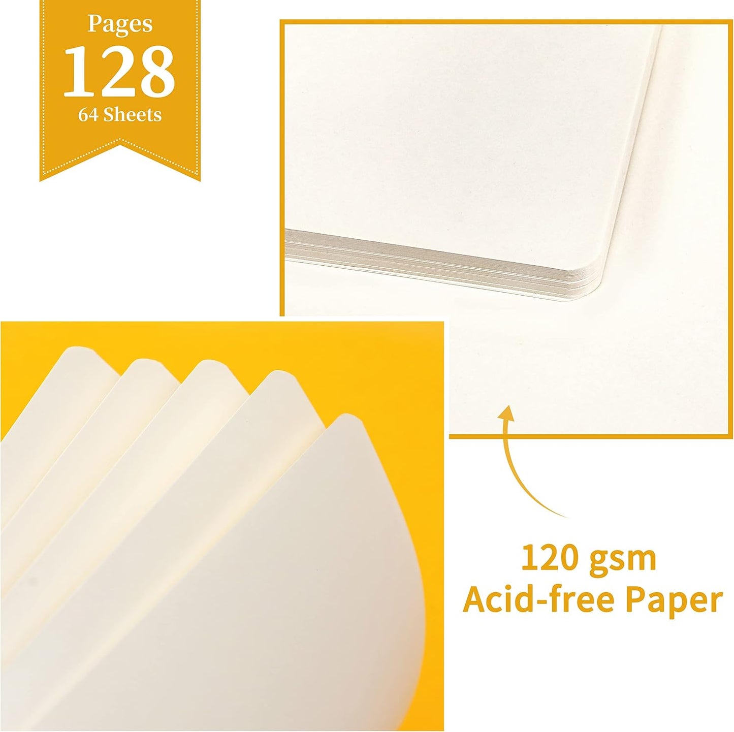Blank Journal/Notebook - Classic Notebook/Journal with Ribbon Divider, Hardcover with Thick Paper, 5.3'' x 8.26'', Banded + Pen Holder +Inner Pocket - Yellow