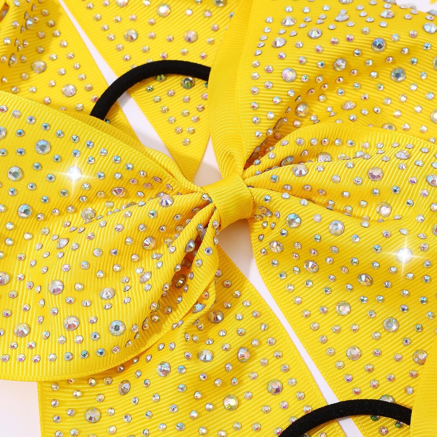 10PCS Large Glitter Cheer Bows for Cheerleaders,Yellow Sparkly Hair Bows with Elastic Hair Ties Accessories for Cheerleading Girls Women