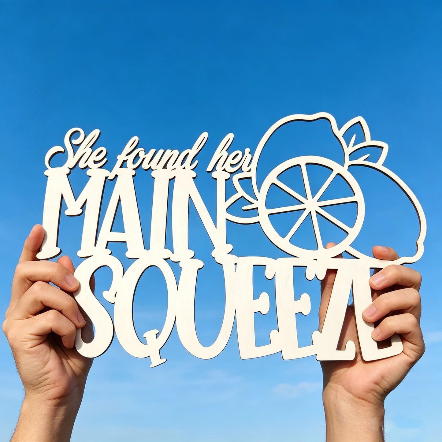 She Found Her Main Squeeze Wood Sign for Backdrop-Squeeze Engagement Party Wall Decor–Lemon Citrus Bridal Shower Welcome Sign