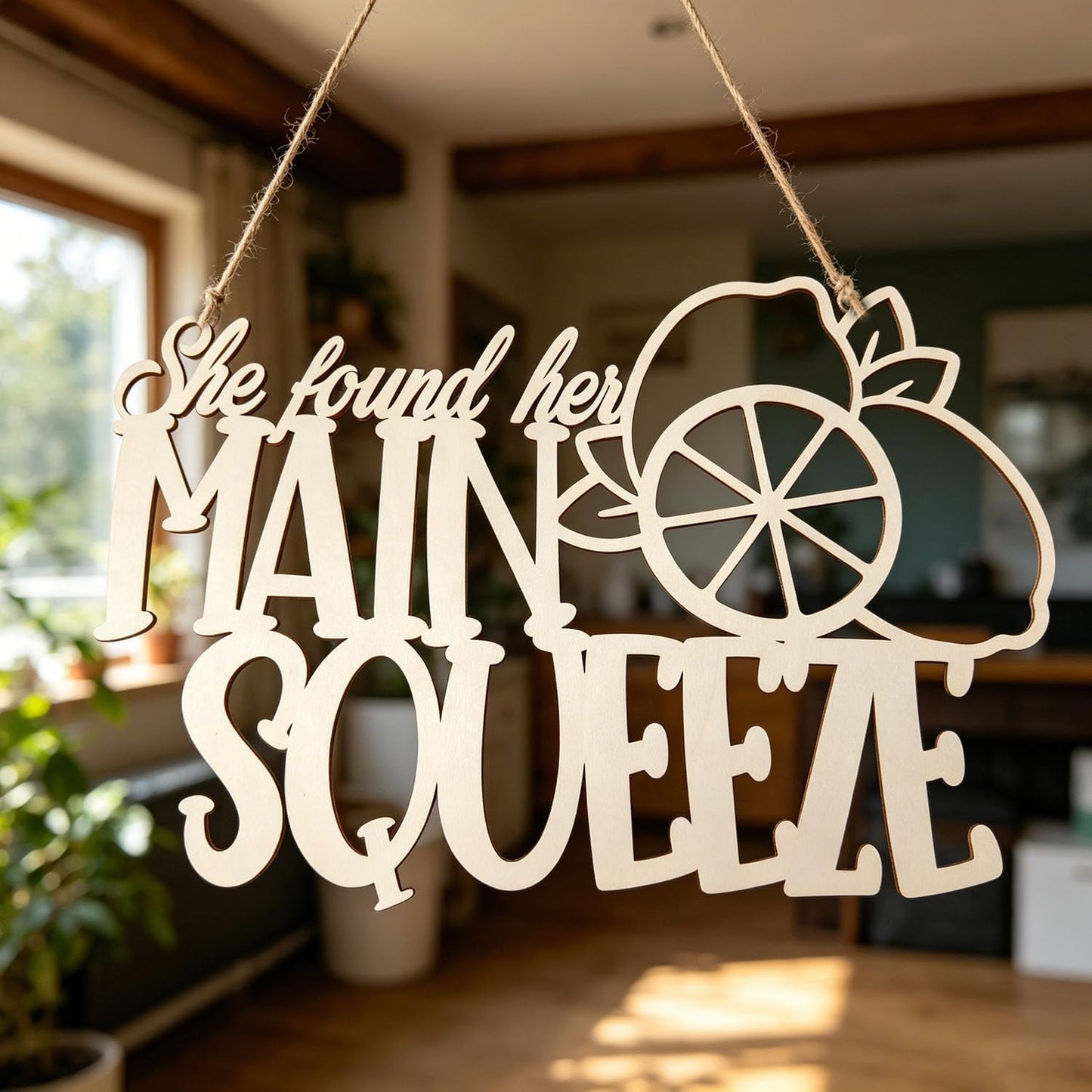 She Found Her Main Squeeze Wood Sign for Backdrop-Squeeze Engagement Party Wall Decor–Lemon Citrus Bridal Shower Welcome Sign