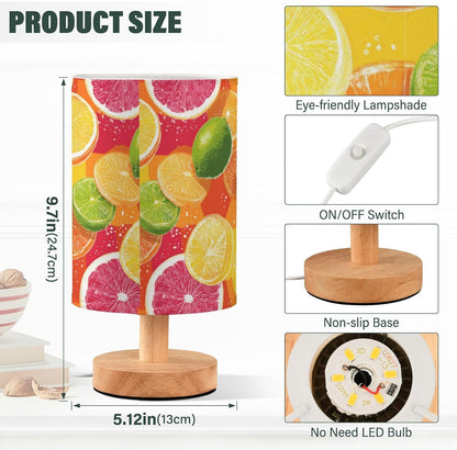 Bedside Table Lamp Lemon Yellow Citrus Fruits (23) Kids Nightstand Lamp Night Light Fabric Shade for Bedroom Living Room Home Office