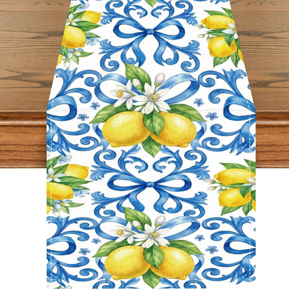 Capri Lemon Party Decorations - Amalfi Coast Table Runner Party Decor, Mediterranean Lemon Citrus Summer Birthday Baby Shower Bridal Table Decorations Supplies for Home Party, 13x72 Inch