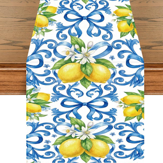 Capri Lemon Party Decorations - Amalfi Coast Table Runner Party Decor, Mediterranean Lemon Citrus Summer Birthday Baby Shower Bridal Table Decorations Supplies for Home Party, 13x72 Inch