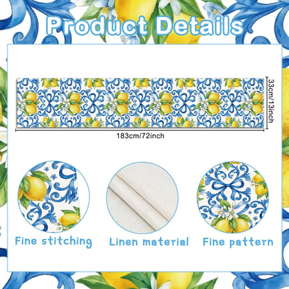 Capri Lemon Party Decorations - Amalfi Coast Table Runner Party Decor, Mediterranean Lemon Citrus Summer Birthday Baby Shower Bridal Table Decorations Supplies for Home Party, 13x72 Inch