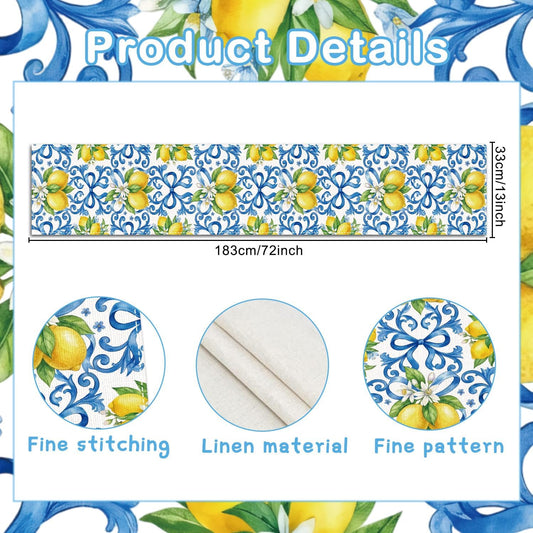 Capri Lemon Party Decorations - Amalfi Coast Table Runner Party Decor, Mediterranean Lemon Citrus Summer Birthday Baby Shower Bridal Table Decorations Supplies for Home Party, 13x72 Inch
