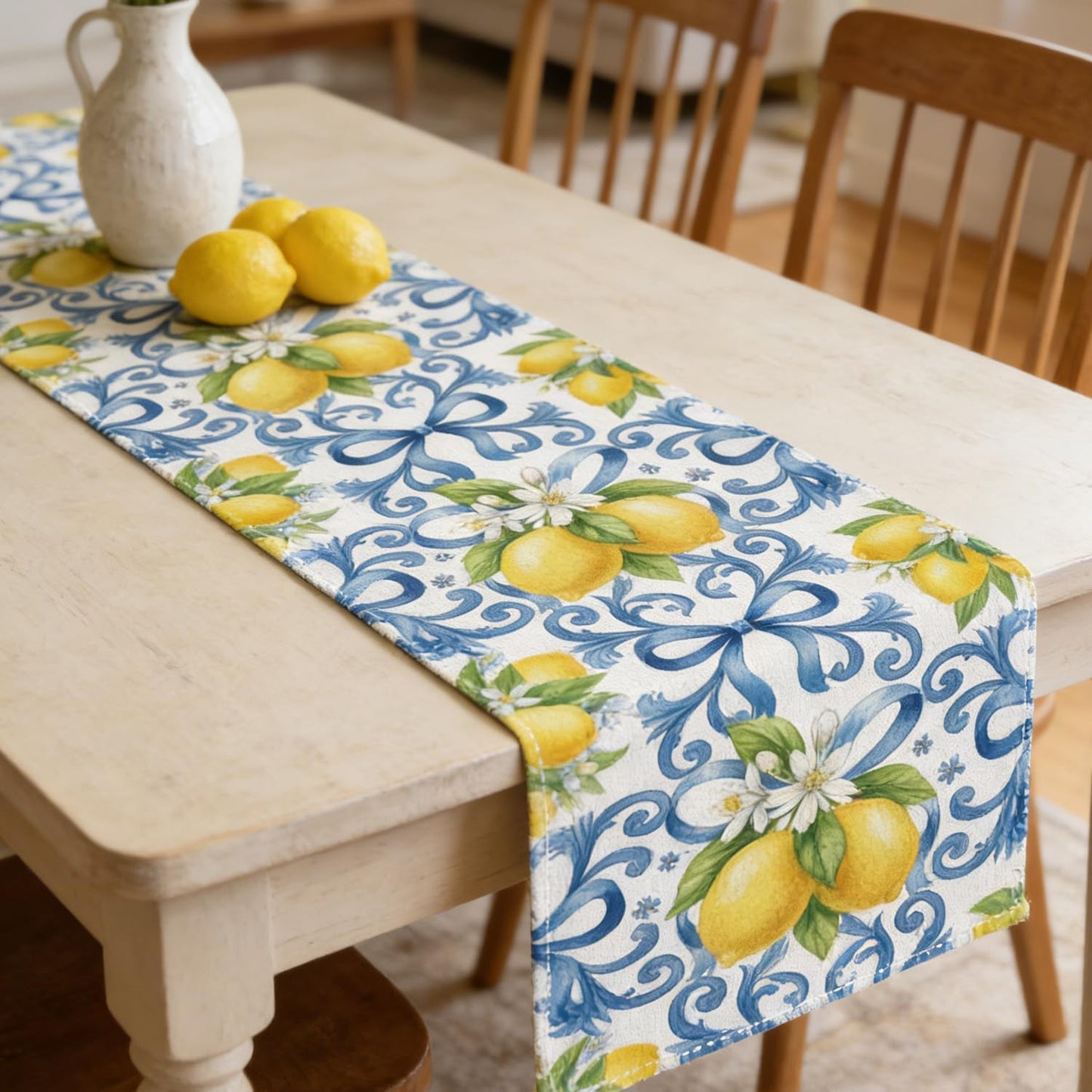 Capri Lemon Party Decorations - Amalfi Coast Table Runner Party Decor, Mediterranean Lemon Citrus Summer Birthday Baby Shower Bridal Table Decorations Supplies for Home Party, 13x72 Inch