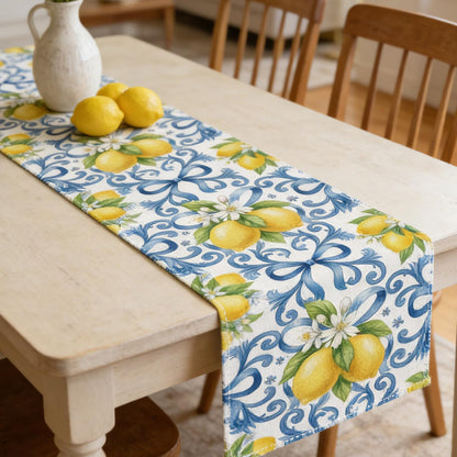 Capri Lemon Party Decorations - Amalfi Coast Table Runner Party Decor, Mediterranean Lemon Citrus Summer Birthday Baby Shower Bridal Table Decorations Supplies for Home Party, 13x72 Inch