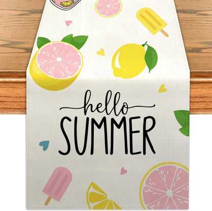 Summer Lemon Table Runner Lemonade Kitchen Dining Table Centerpiece Amalfi Coast Party Decor Hello Summer Decorations for Home Party-72 Inches Long