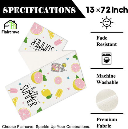Summer Lemon Table Runner Lemonade Kitchen Dining Table Centerpiece Amalfi Coast Party Decor Hello Summer Decorations for Home Party-72 Inches Long
