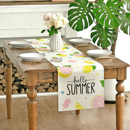 Summer Lemon Table Runner Lemonade Kitchen Dining Table Centerpiece Amalfi Coast Party Decor Hello Summer Decorations for Home Party-72 Inches Long