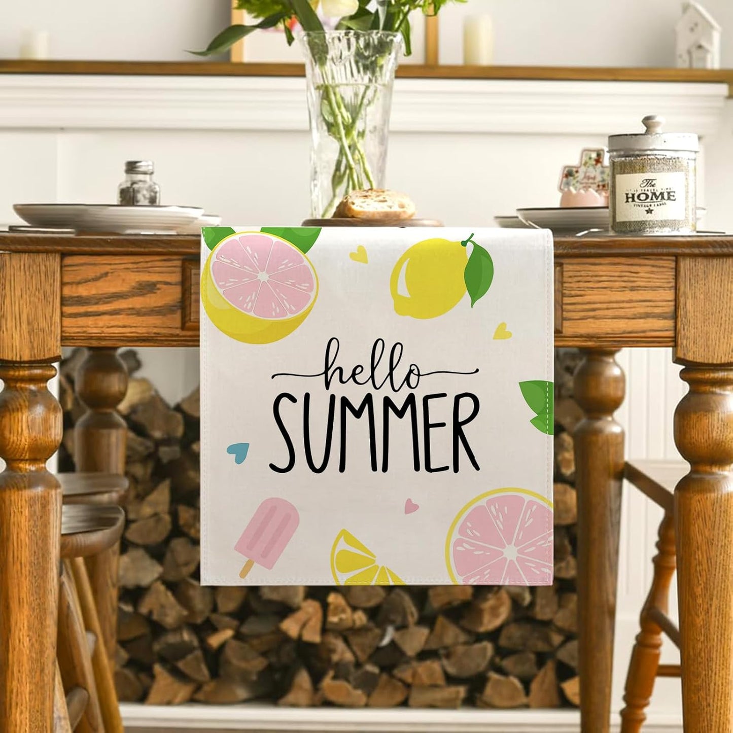Summer Lemon Table Runner Lemonade Kitchen Dining Table Centerpiece Amalfi Coast Party Decor Hello Summer Decorations for Home Party-72 Inches Long