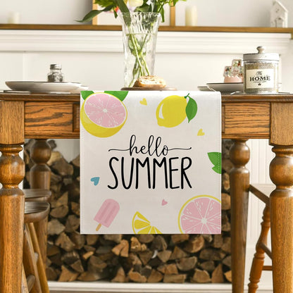 Summer Lemon Table Runner Lemonade Kitchen Dining Table Centerpiece Amalfi Coast Party Decor Hello Summer Decorations for Home Party-72 Inches Long