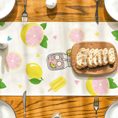 Summer Lemon Table Runner Lemonade Kitchen Dining Table Centerpiece Amalfi Coast Party Decor Hello Summer Decorations for Home Party-72 Inches Long