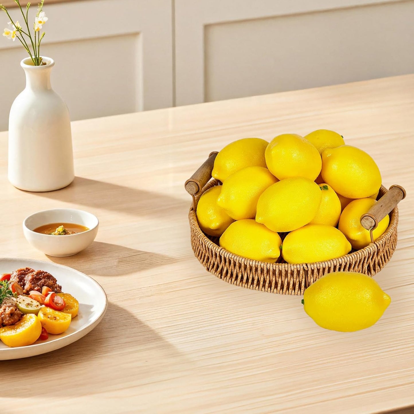 18 PCS Artificial Lemons: Decorations for Homes, Kitchens, Weddings and Parties; Photography Styling Elements; and Early Education Props. (Large Size, Yellow)