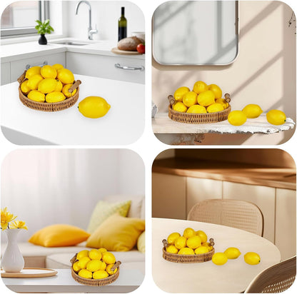 18 PCS Artificial Lemons: Decorations for Homes, Kitchens, Weddings and Parties; Photography Styling Elements; and Early Education Props. (Large Size, Yellow)