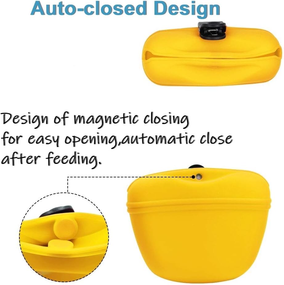 Silicone Dog Treat Pouch-Small Training Bag-Portable Dog Treat Bag for Leash with Magnetic Closure and Waist Clip[US Design Patent]