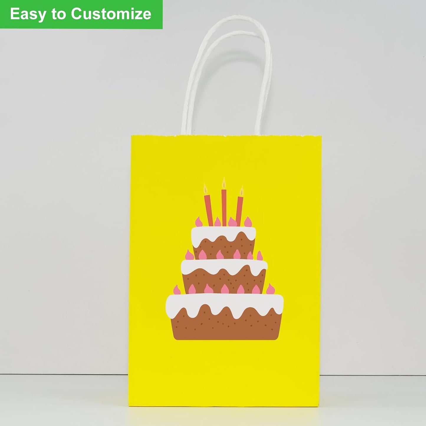 25pcs Small Paper Gift Bags with Handles 5.9x3.1x8.3 in Yellow