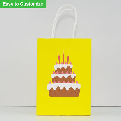 25pcs Small Paper Gift Bags with Handles 5.9x3.1x8.3 in Yellow