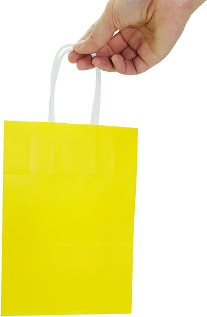 25pcs Small Paper Gift Bags with Handles 5.9x3.1x8.3 in Yellow