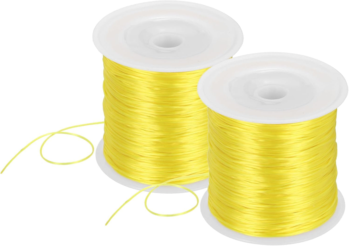 2 Rolls Elastic String for Bracelets, 0.8mm Stretch Bead Cord for Jewelry Making, Necklaces and Bracelet Making Yellow, 120m