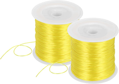 2 Rolls Elastic String for Bracelets, 0.8mm Stretch Bead Cord for Jewelry Making, Necklaces and Bracelet Making Yellow, 120m