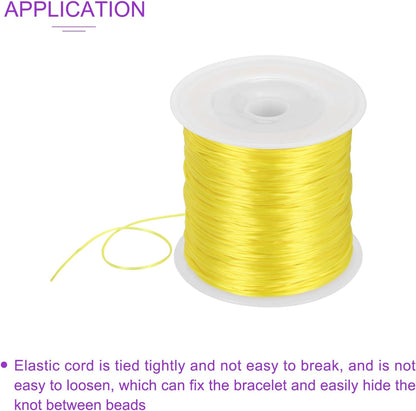 2 Rolls Elastic String for Bracelets, 0.8mm Stretch Bead Cord for Jewelry Making, Necklaces and Bracelet Making Yellow, 120m