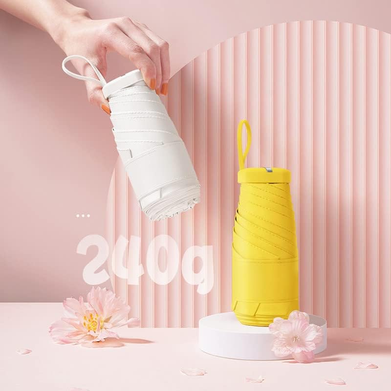 Small Mini Umbrella For Travel Compact UV Umbrella For Sun&Rain Windproof Lightweight Simple Color Flod Umbrella For Women Man Kids（Lemon Yellow）