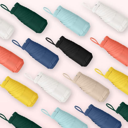 Small Mini Umbrella For Travel Compact UV Umbrella For Sun&Rain Windproof Lightweight Simple Color Flod Umbrella For Women Man Kids（Lemon Yellow）