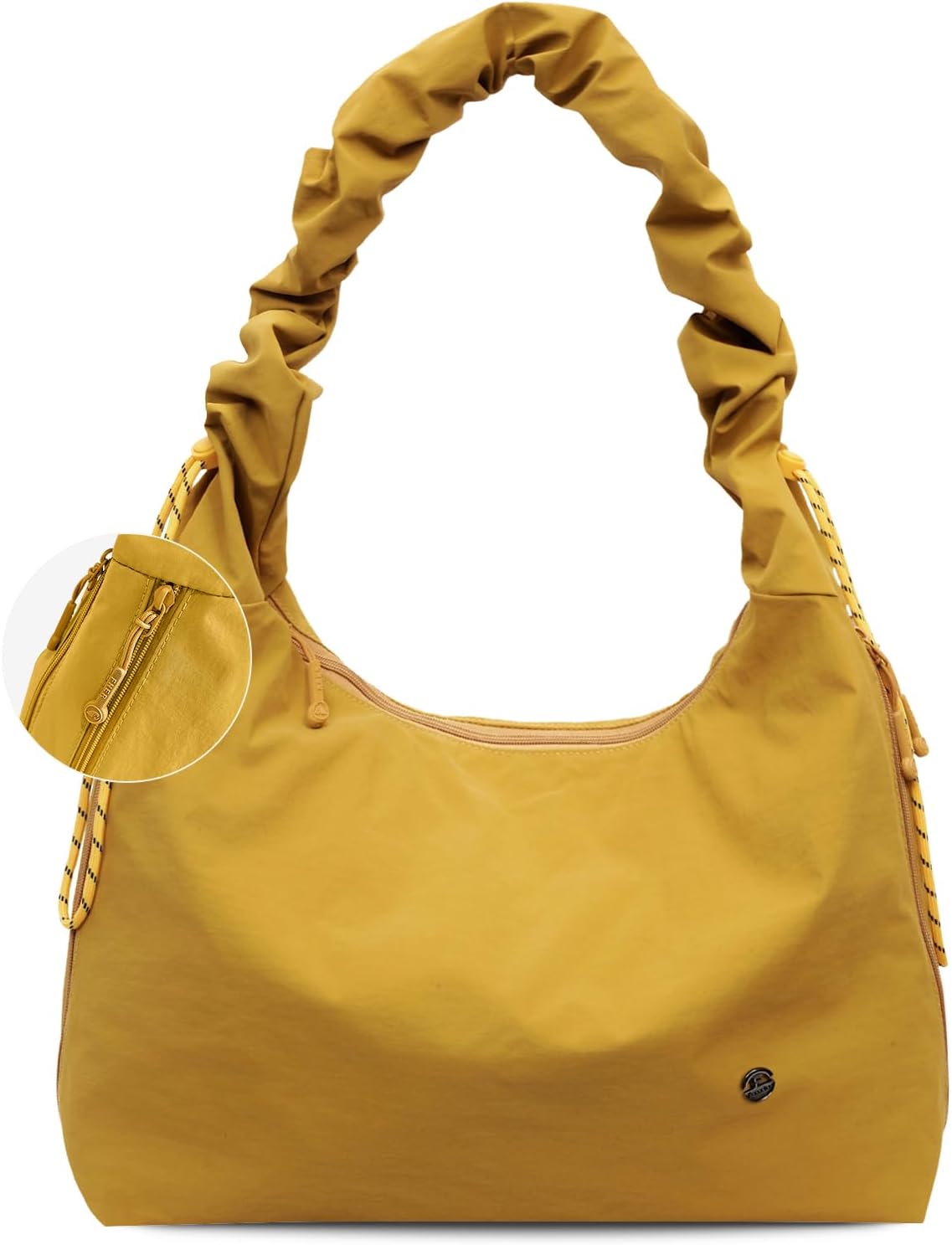Slouchy Large Nylon Hobo Bag for Women Drawstring Adjustable Crossbody Shoulder Tote Bag Travel Beach Gym College