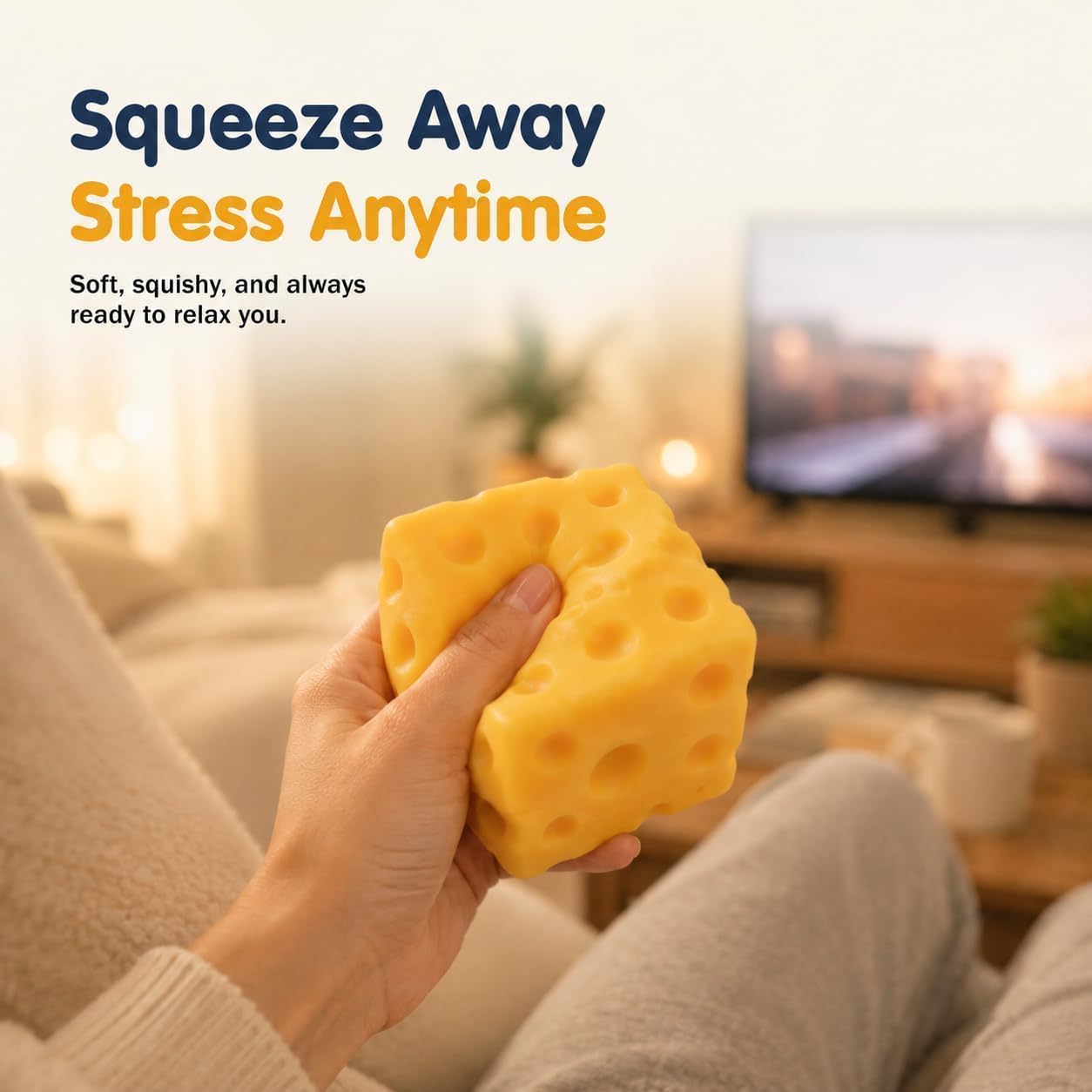 2pcs Cheese Squishy Slow Rising, Squishy Squeeze Yellow Cheese Block, Soft Novelty Toy, Stress Balls for Adults Rebounding Sensory Squishys Cheese