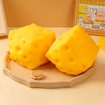2pcs Cheese Squishy Slow Rising, Squishy Squeeze Yellow Cheese Block, Soft Novelty Toy, Stress Balls for Adults Rebounding Sensory Squishys Cheese