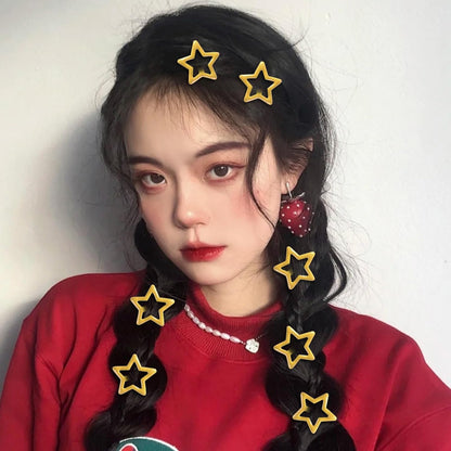 Hair Clip, 10Pcs Star Hair Clips Y2K 2000s Accessories for Girls | Cute Metal Hair Barrettes, Kawaii Hair Accessories for Women, Non Slip Rave Hair Clips 1.2 inches (Yellow)
