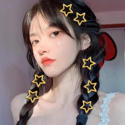 Hair Clip, 10Pcs Star Hair Clips Y2K 2000s Accessories for Girls | Cute Metal Hair Barrettes, Kawaii Hair Accessories for Women, Non Slip Rave Hair Clips 1.2 inches (Yellow)