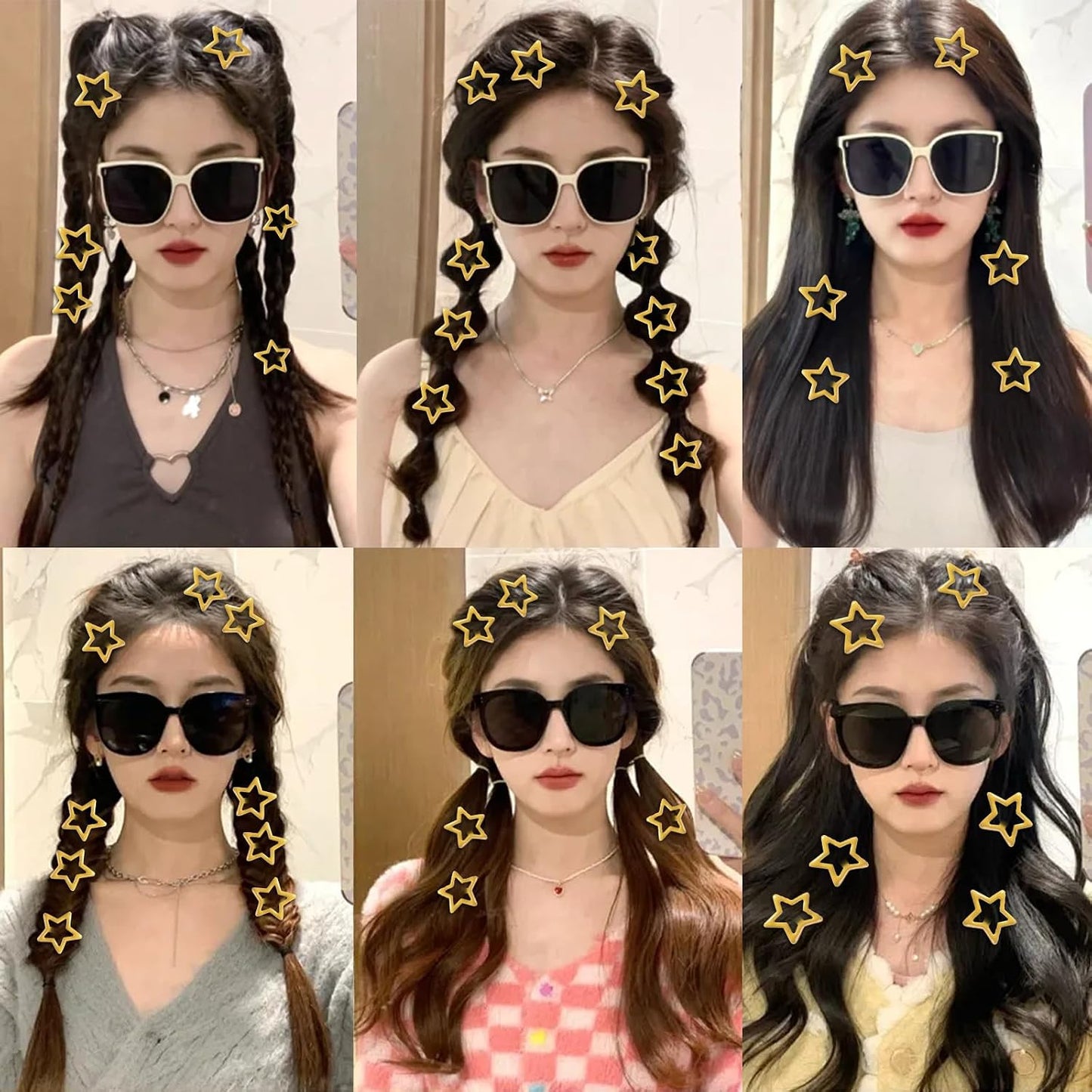 Hair Clip, 10Pcs Star Hair Clips Y2K 2000s Accessories for Girls | Cute Metal Hair Barrettes, Kawaii Hair Accessories for Women, Non Slip Rave Hair Clips 1.2 inches (Yellow)