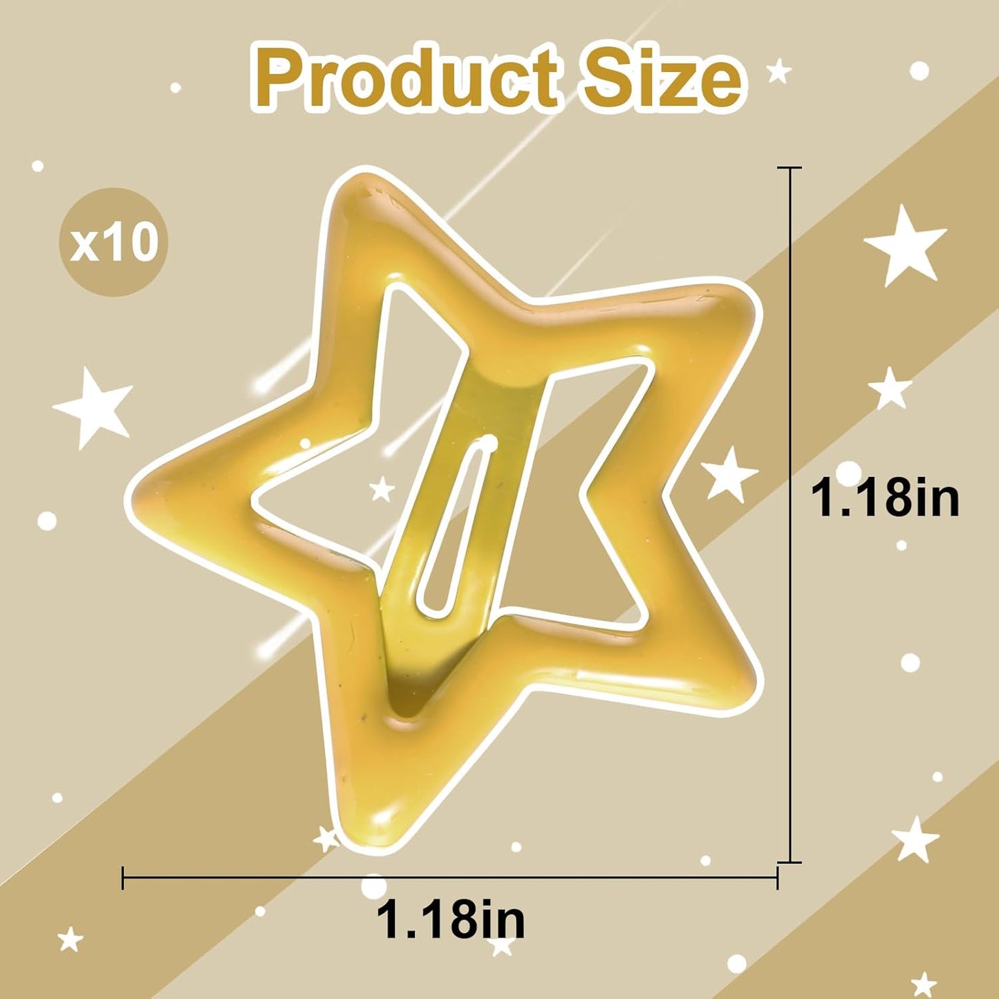 Hair Clip, 10Pcs Star Hair Clips Y2K 2000s Accessories for Girls | Cute Metal Hair Barrettes, Kawaii Hair Accessories for Women, Non Slip Rave Hair Clips 1.2 inches (Yellow)