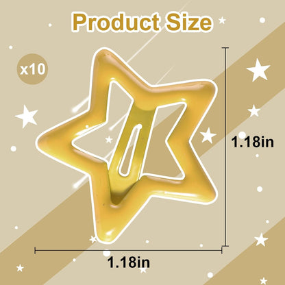 Hair Clip, 10Pcs Star Hair Clips Y2K 2000s Accessories for Girls | Cute Metal Hair Barrettes, Kawaii Hair Accessories for Women, Non Slip Rave Hair Clips 1.2 inches (Yellow)