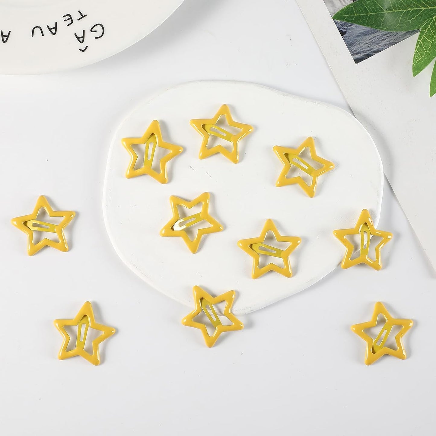Hair Clip, 10Pcs Star Hair Clips Y2K 2000s Accessories for Girls | Cute Metal Hair Barrettes, Kawaii Hair Accessories for Women, Non Slip Rave Hair Clips 1.2 inches (Yellow)