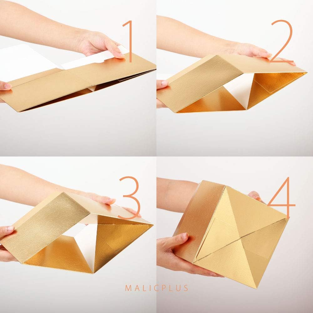 10 Gold Gift Boxes with Lids for Present,Bridesmaid Proposal Box | 9.5x6.5x4 Inch,for Light Weight Gifts,Glossy, with Grass Texture, Paper Bulk, Auto-merge Bottom，for Christmas
