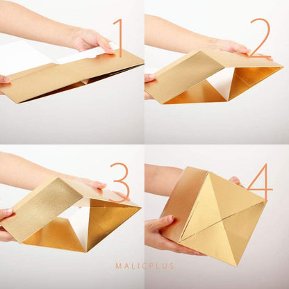 10 Gold Gift Boxes with Lids for Present,Bridesmaid Proposal Box | 9.5x6.5x4 Inch,for Light Weight Gifts,Glossy, with Grass Texture, Paper Bulk, Auto-merge Bottom，for Christmas