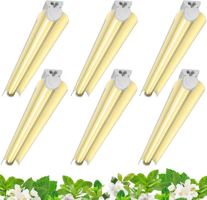 3FT T8 Grow Light, 180W(6 x 30W), 1000W Equivalent, Full Spectrum, Plant Light, Growing Lamp Fixture, LED Grow Light Strips, for Indoor Plant, Greenhouse, Linkable Design, Yellow, 6-Pack