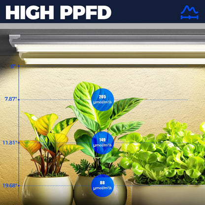 3FT T8 Grow Light, 180W(6 x 30W), 1000W Equivalent, Full Spectrum, Plant Light, Growing Lamp Fixture, LED Grow Light Strips, for Indoor Plant, Greenhouse, Linkable Design, Yellow, 6-Pack