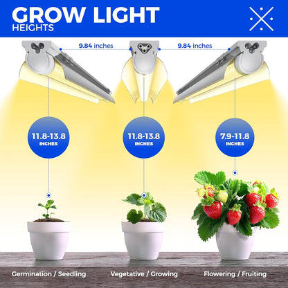 3FT T8 Grow Light, 180W(6 x 30W), 1000W Equivalent, Full Spectrum, Plant Light, Growing Lamp Fixture, LED Grow Light Strips, for Indoor Plant, Greenhouse, Linkable Design, Yellow, 6-Pack