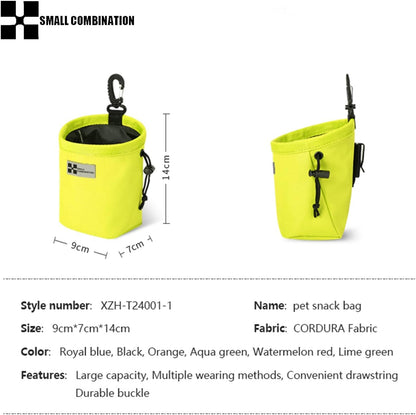 Dog Treat Pouch,Portable Puppy Dog Training Treat Bag,Hand Free Dog Walking Bag,Pet Feed Snack Reward Pocket,Dog Food Dispenser for Pet Puppy Travel or Outdoor Use (Lemon Yellow)
