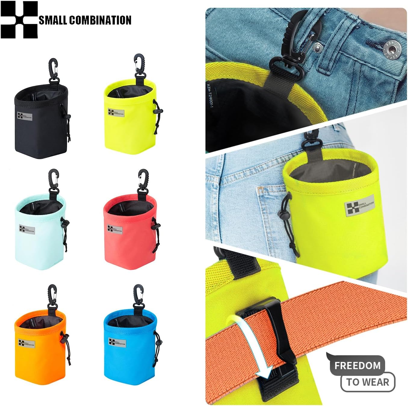 Dog Treat Pouch,Portable Puppy Dog Training Treat Bag,Hand Free Dog Walking Bag,Pet Feed Snack Reward Pocket,Dog Food Dispenser for Pet Puppy Travel or Outdoor Use (Lemon Yellow)