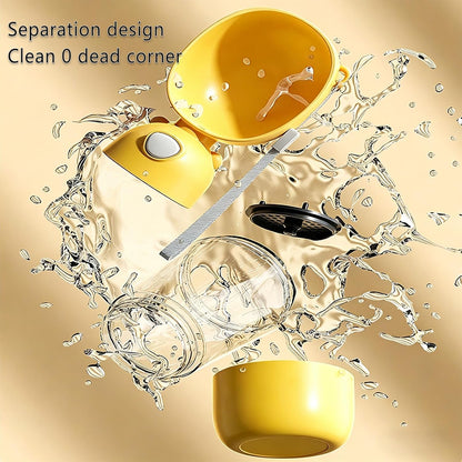 2-in-1 Dog Water Bottle, 400ML Water + 200ML Food Leak-Proof Pet Travel Water Dispenser with Detachable Bowl, BPA-Free Portable Dog Water Bottle for Walking, Hiking, Travel (Yellow)
